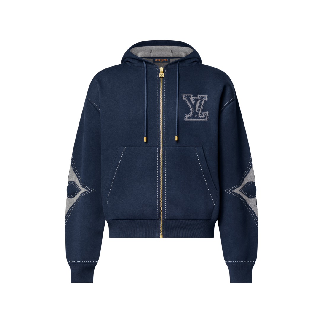 Hoodie aus Baumwolle mit Intarsien, grafischen Details und